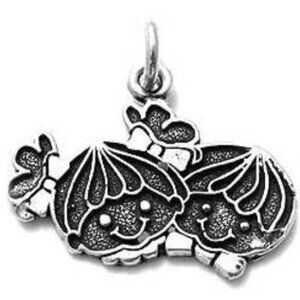 BOY & GIRL CHEEK TO CHEEK CHARM. STERLING SILVER